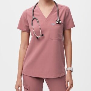 Figs Mauve Catarina One-Pocket Scrub Top (Small)